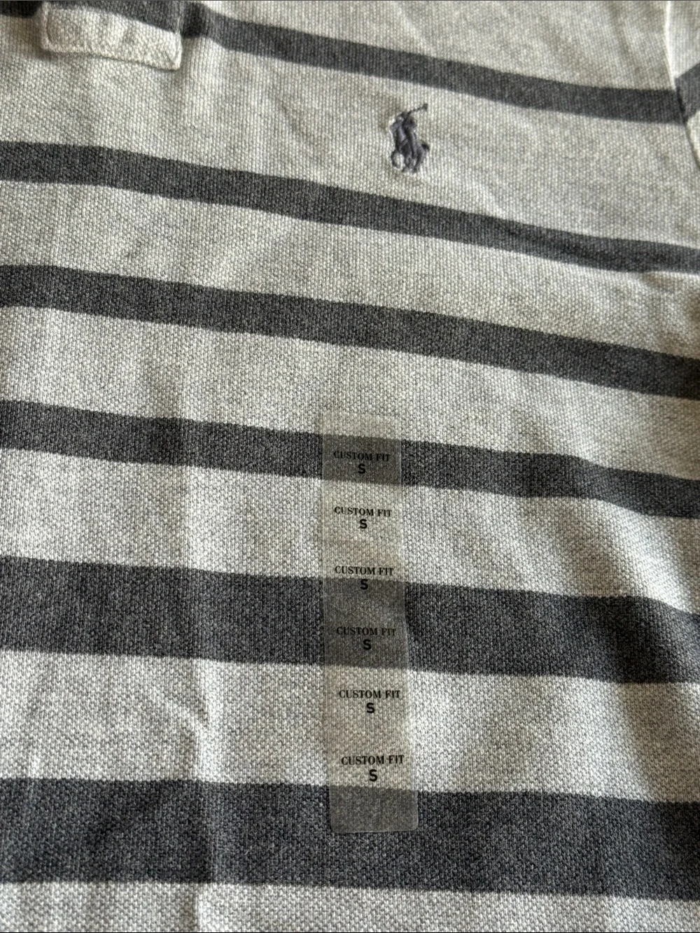 Polo by Ralph Lauren Gray and Dark Gray Striped Polo Shirt